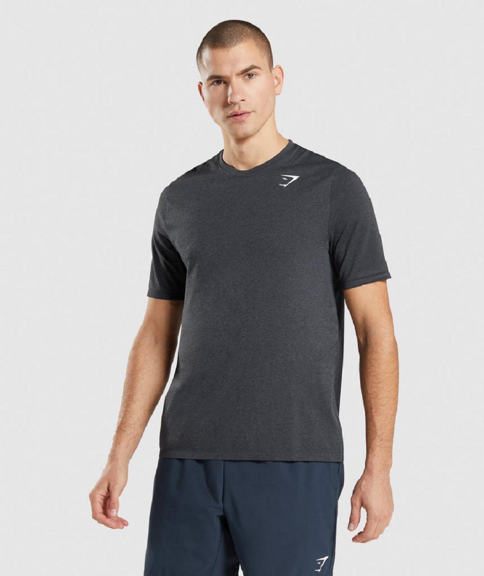 T Shirts Męskie Gymshark Arrival Seamless Czarne | PL 3934XYU